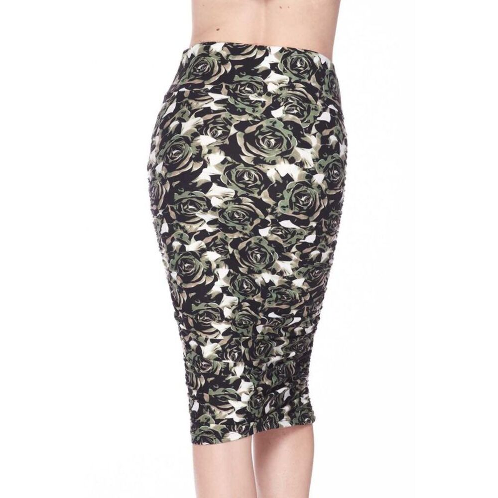 World of Leggings Buttery Smooth Olive Rose Pencil Skirt